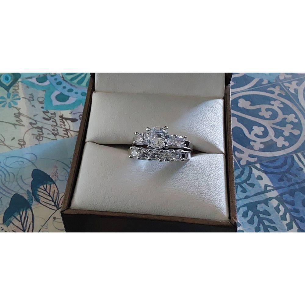 Gorgeous 4 Ct. Round Cut Sim Diamond Engagement/Wedding Ring Set Sz 8